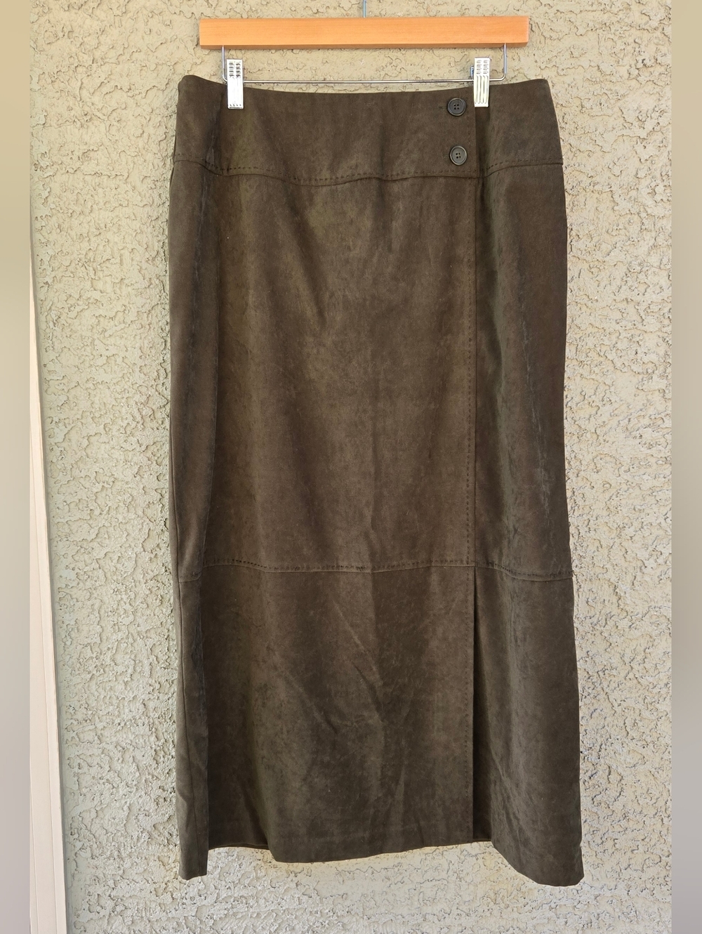 Norton studio Classic Brown Suede-Look Midi Skirt - Women's